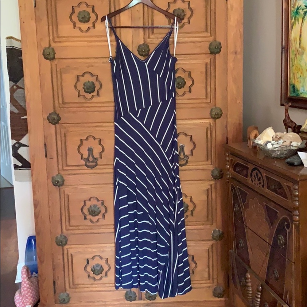 Calvin Klein Navy Blue Striped Patio Dress